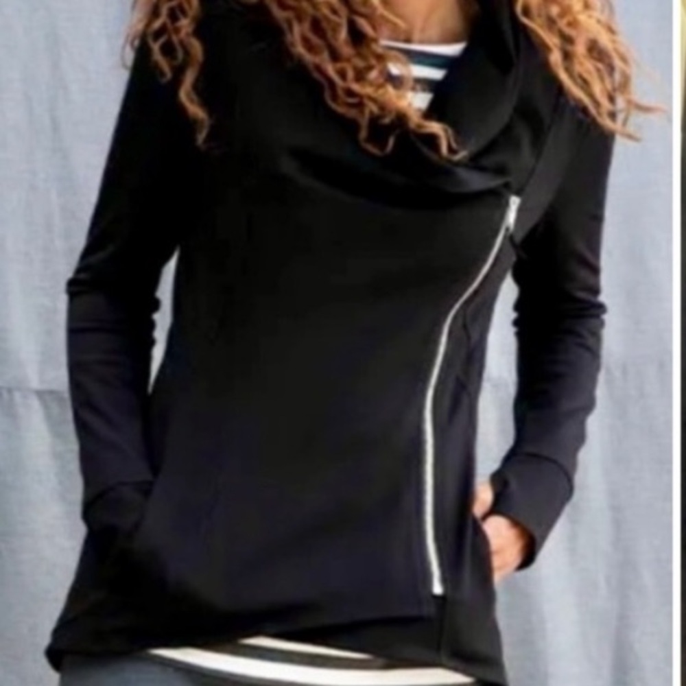 Matilda Jane Womens Just Imagine Laia Jacket Black Ponte Zippered w/Thumbholes